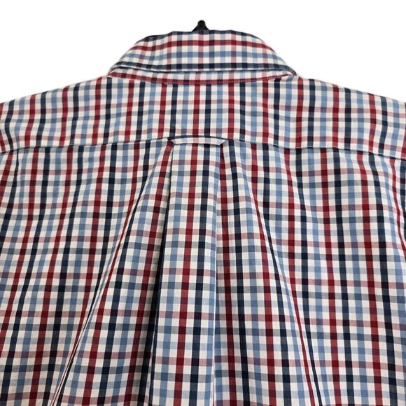 Onward Reserve Shirt Mens Large Red Blue Plaid Classic Fit Non Iron Cotton - Picture 3 of 16
